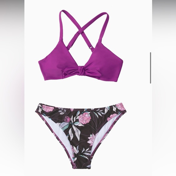 Floral Low Waist Bikini Set Women's Sexy Bow Tank 2 Piece Swimsuit - Picture 1 of 2